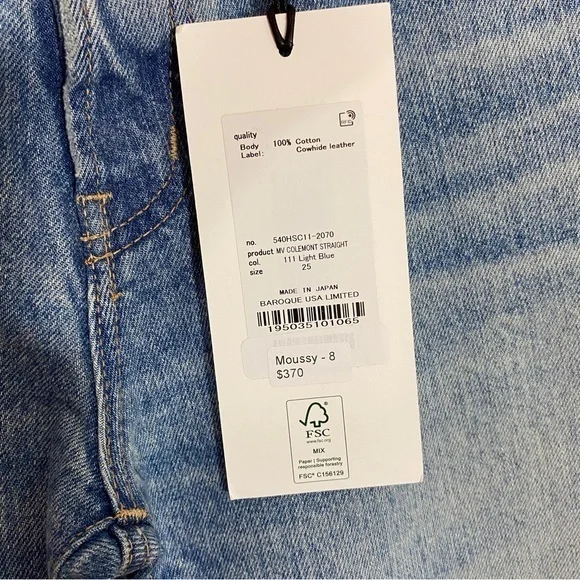 Moussy‎ Vintage 25 NWT Colemont Straight Rigid Button Fly Jeans
